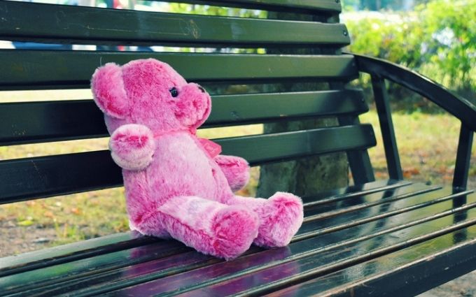Lonely pink teddy bear